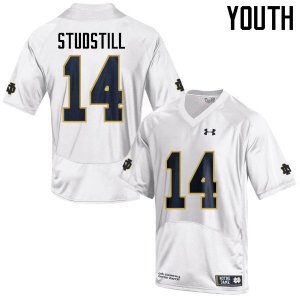 Notre Dame Fighting Irish Youth Devin Studstill #14 White Under Armour Authentic Stitched College NCAA Football Jersey JXW2599ZF